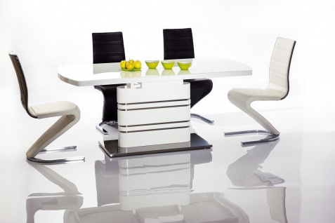 Tisch Designertisch Esstisch ELEGANCE Metallfuss Hochglanz Tischplatte Luxus