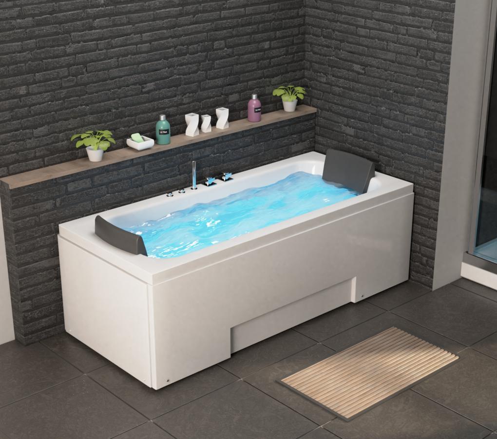 luxus whirlpool badewanne island mit 8 massage düsen led armaturen für