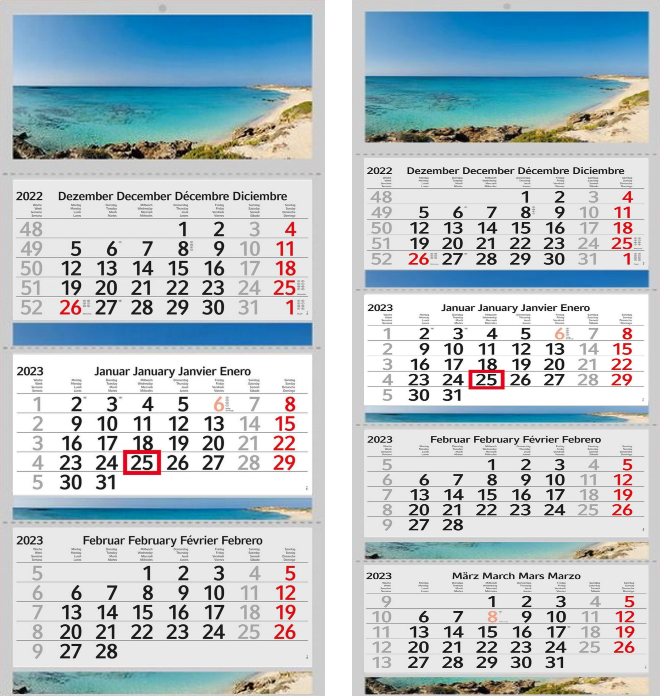 3 / 4 Monatskalender 2023 Elafonisi Motiv Kalender Foto Strand Wandkalender Fotokalender Bürokalender ohne Werbung