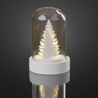 Hellum LED-Glasglocke m. Tannenbäumen ww batteriebetrieben