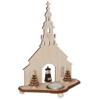 HGD Holz-Glas-Design Teelichthalter Seifener Kirche mit Pastor