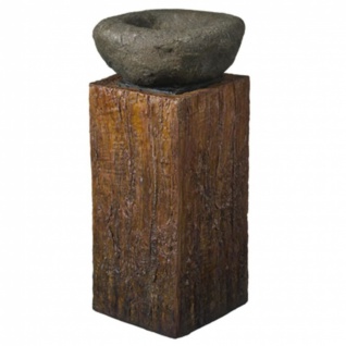 Ubbink NASHVILLE - Polyresin Wasserspiel " Stein auf Holzkubus" - 350l/h, 1x8 Leds weiß - H51 x 24 x 24 cm