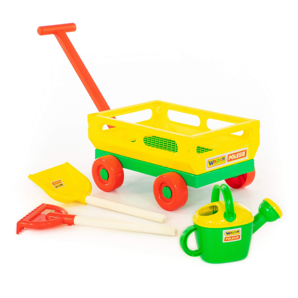 Kinder Transportwagen Spielzeug Schaufel Rechen WADER Handwagen Sandset 4-tlg 