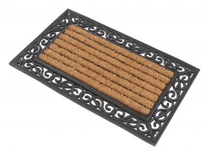 Rechteckige Fußmatte aus Gummi und Kokos 75x45 cm