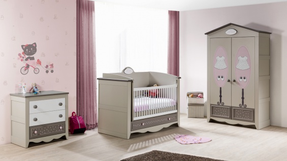 Babyzimmer Houses 3 tlg braun beige weiss Boutique style