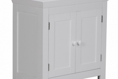 Badezimmerschrank in Weiß mit 2 Türen im Holzdesign