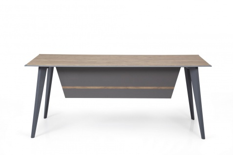 Ovali Schreibtisch 4-beinig Eco Holzoptik 160x80x75 cm