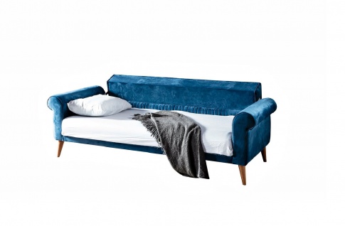 Weltew Sofa mit Schlaffunktion 3-Sitzer Gino Blau 3