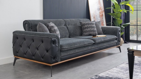 Weltew Design Sofa 2-Sitzer Izmir Schwarz