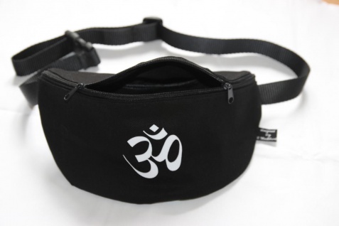 Goa Bauchtasche Om schwarze Gürteltasche Hip Bag Bauch Tasche Beutel handgefertigt handgefertigt