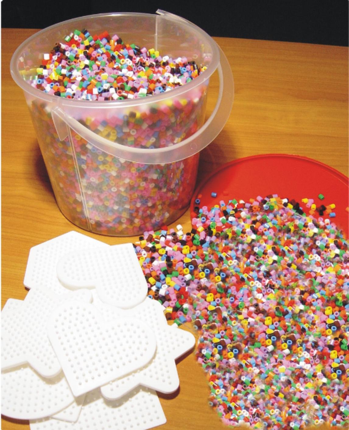 Bügelperlen Eimer mit 20 000 Perlen Top Kindergarten Qualität Fädelperlen 