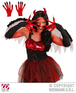 Teufelhandschuhe, Teufel Handschuhe rot Halloween Karneval Damen 1