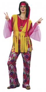 70er Hippie Kostüm 3tlg bauchfrei S-M 36/38 Flower Mottoparty Damen 1