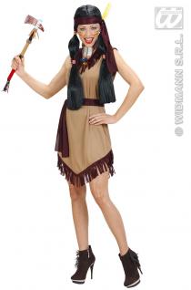 Indianerin Squaw, 3-tlg Kostüm, Kleid, Gürtel, Haarband