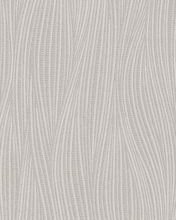Streifen Tapete EDEM 82050BR56 Vinyltapete strukturiert mit geschwungenen Linien dezent glitzernd grau platin-grau weiß 7, 95 m2
