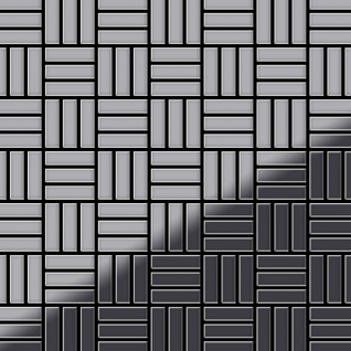 Mosaik Fliese massiv Metall Edelstahl marine hochglänzend in grau 1, 6mm stark ALLOY Basketweave-S-S-MM 0, 82 m2