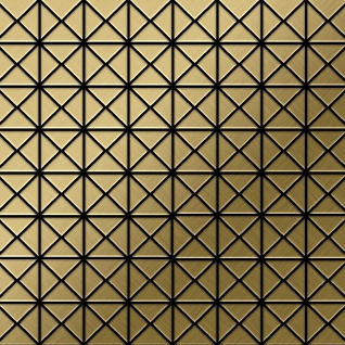 Mosaik Fliese massiv Metall Titan gebürstet in gold 1, 6mm stark ALLOY Deco-Ti-GB 0, 92 m2