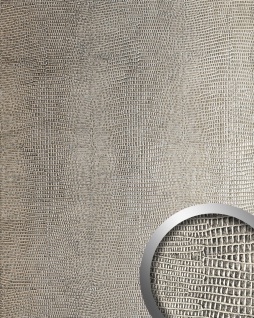 Wandpaneel Leder WallFace 12893 LEGUAN Design Blickfang Deko selbstklebende Tapete Wandverkleidung silber-grau 2, 60 qm
