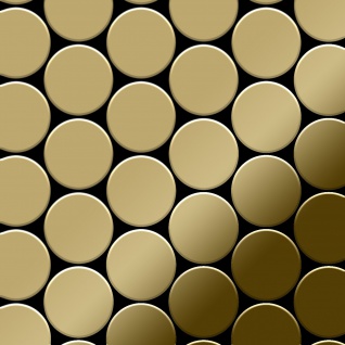Mosaik Fliese massiv Metall Titan hochglänzend in gold 1, 6mm stark ALLOY Medallion-Ti-GM 0, 73 m2