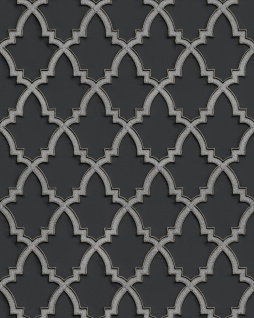 Ethno Tapete Profhome DE120028-DI heißgeprägte Vliestapete geprägt im Ethno-Stil und metallischen Akzenten anthrazit silber 5, 33 m2