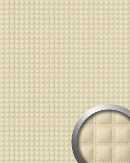 Wandpaneel Quadrat Leder Luxus WallFace 14277 QUADRO Blickfang Dekor selbstklebende Tapete Verkleidung creme | 2, 60 qm