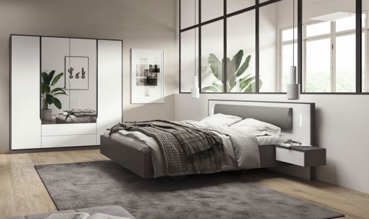 Schlafzimmer-Set " Sendai" komplett 4-teilig graphit weiß