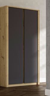 Kleiderschrank " Malta" Schlafzimmer Schrank 90cm grifflos artisan eiche grau