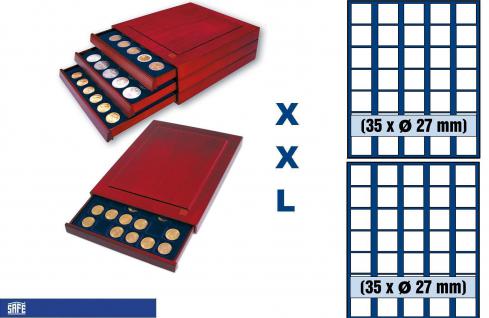 SAFE 6827 XXL Nova Exquisite Holz Münzboxen Schubladenelement mit 2 Tableaus 6327 und 70 Eckige Fächer 27 mm Für 2 Euro DM CHF Sloty - viele 1/2 Oz Unzen Goldmünzen - Vorschau 1