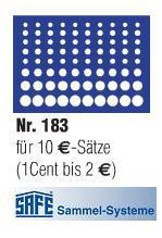 1 x SAFE 183 Blaue Münztableaus für 10 komplette EURO KMS Kursmünzensätze 1 Cent - 2 EURO Münzen