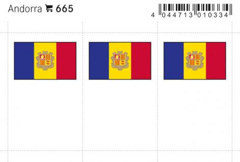 6 x LINDNER 665 Andorra Flaggensticker Flaggen Signetten Sets zum aufkleben oder einstecken
