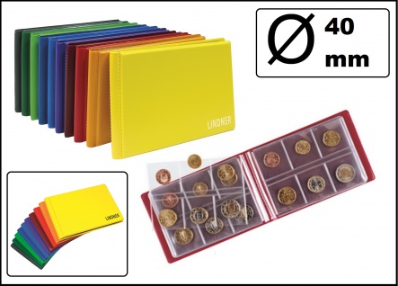 LINDNER 2070-6 Taschenmünzalbum Orange Fächer 40 mm für 48 Münzen