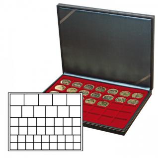 LINDNER 2364-2745E Nera M Münzkassetten Dunkelrot Rot Mixed für 45 x Münzen - 24, 28, 39, 44 mm die Starter Box
