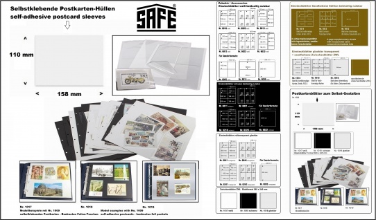 Postkartenhüllen selbstklebend Postkarten-Folientaschen 158x110 mm transparent SAFE 1009 100 x Pack