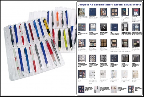 10 x SAFE 7768 Ergänzungsblätter Hüllen für je 16 Stifte Füller Kugelschreiber zum SAFE 7929 Album