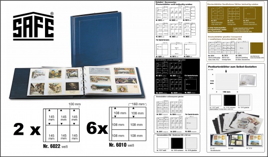SAFE 6001 MAXI Postkartenalbum Album Ringbinder + 8 Ergänungsblätter nutzbar bis zu neue 500 Ansichtskarten Postkarten Banknoten