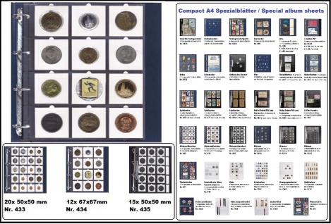 1 x SAFE 434 Compact A4 Münzhüllen Ergänzungsblätter Hüllen Für 12 x große Münzrähmchen 67 x 67 mm