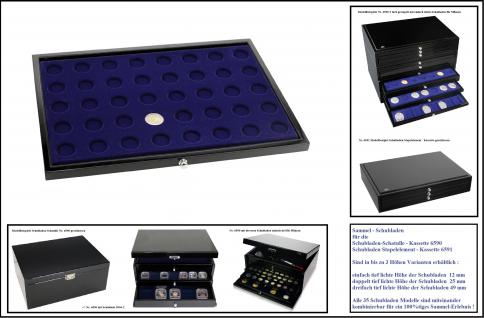 1 x SAFE 5868-1 Schwarze Schubladen mit blauer Einlage 40 runde Fächer 26 mm für die Kassetten 6590 & 6591 Ideal für 2 Euro Gedenkmünzen Münzen & Münzkapseln bis 20 mm