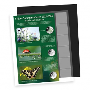 5 EURO Insektenreich Polymer MÜNZALBUM Vordruckalbum + farbige Vordrucke SAFE 7367 PREMIUM 2022 2023 2024 2