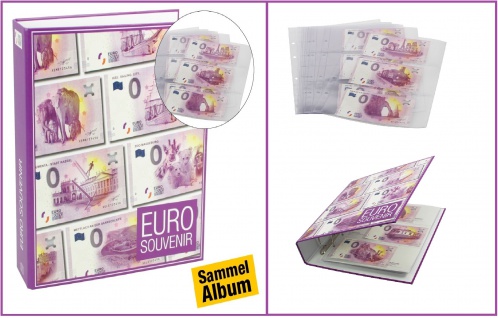 SAFE 3100 " 0" Euro Souvenir Banknotenalbum Sammelalbum + 5 Ergänzungsblätter 3 Taschen für 30 0 Euro Scheine Geldscheine Tourismus