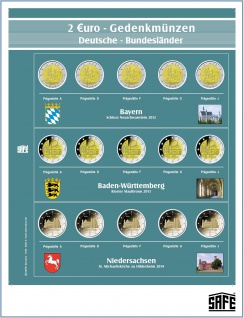 SAFE 7345-3 Münzhüllen Vordruck Nachtrag 2 EURO Deutsche Bundesländer 2012-20014