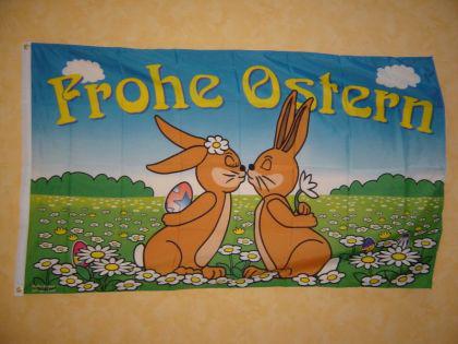 Flagge Fahne FROHE OSTERN HASEN 150 x 90 cm