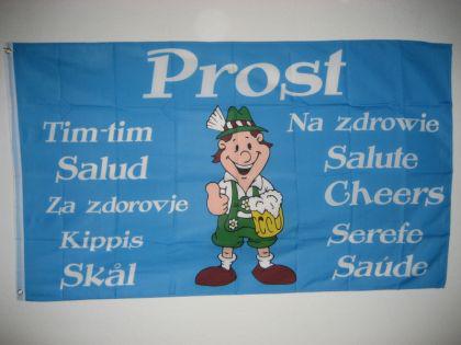 Flagge Fahne Prost mehrsprachig Bier Hissflagge 90 x 150 cm 