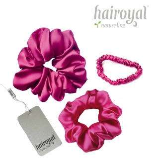 Hairoyal® Natural Line 100% Mulberry Silk Scrunchie - 3er Set - #Fuchsia