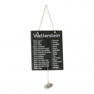 Wetterstation Schiefertafel mit Stein Wettertafel Schild beschriftet 20 x 25 cm