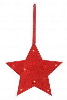 LED Filz-Stern Leuchtstern hängend innen Weihnachtsstern inklusive Batterien