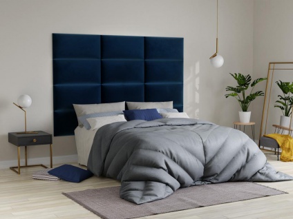 Wandpaneel Bett-Kopfteil BONTE - 180 cm - Samt - Blau