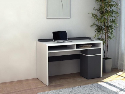 Schreibtisch mit Stauraum ASERRI - Weiß & Anthrazit