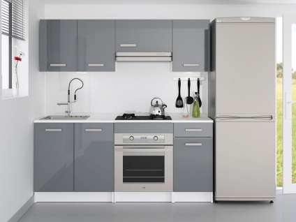 Küchenzeile mit 6 Schrankelemente - 180 cm - Grau & Weiß - TRATTORIA