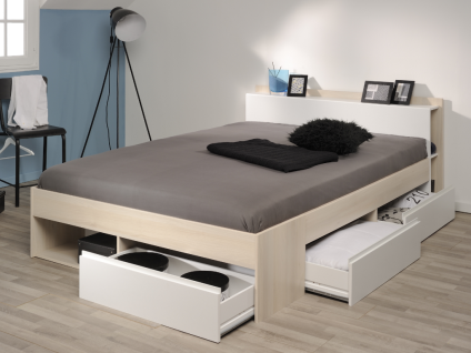 PARISOT Bett mit Stauraum Most - Verstellbar 140x190cm bis 140x200cm - Holzfarben 2