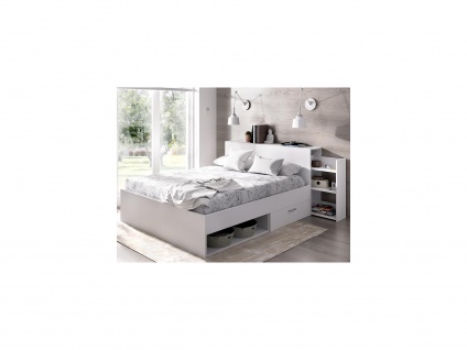 Bett mit Stauraum & Schubladen FLORIAN - 140x190 cm - Weiß